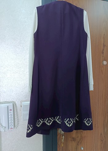 Düğmeli Mor Uzun Kadın ikili takım - Görsel 4