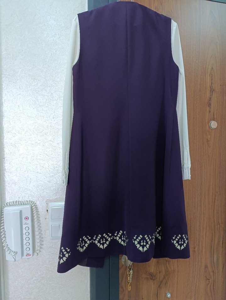 Düğmeli Mor Uzun Kadın ikili takım - Görsel 4