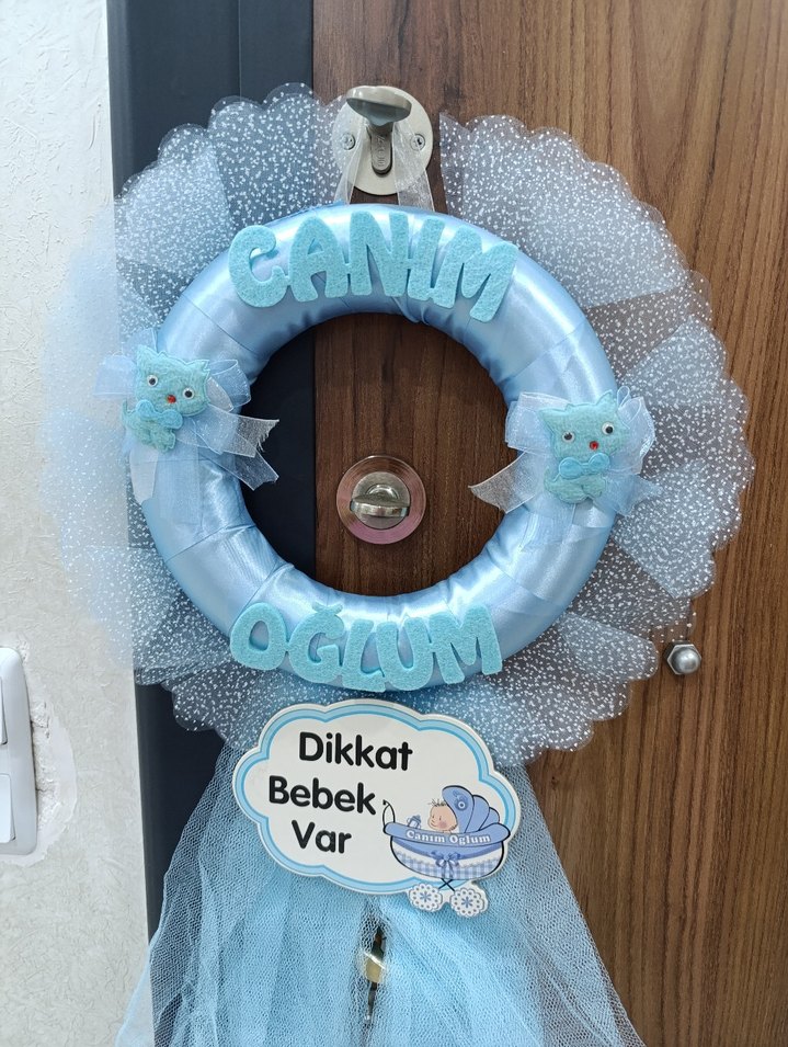 Mavi Bebek Kapı Süsü Dikkat Levhalı - Görsel 2