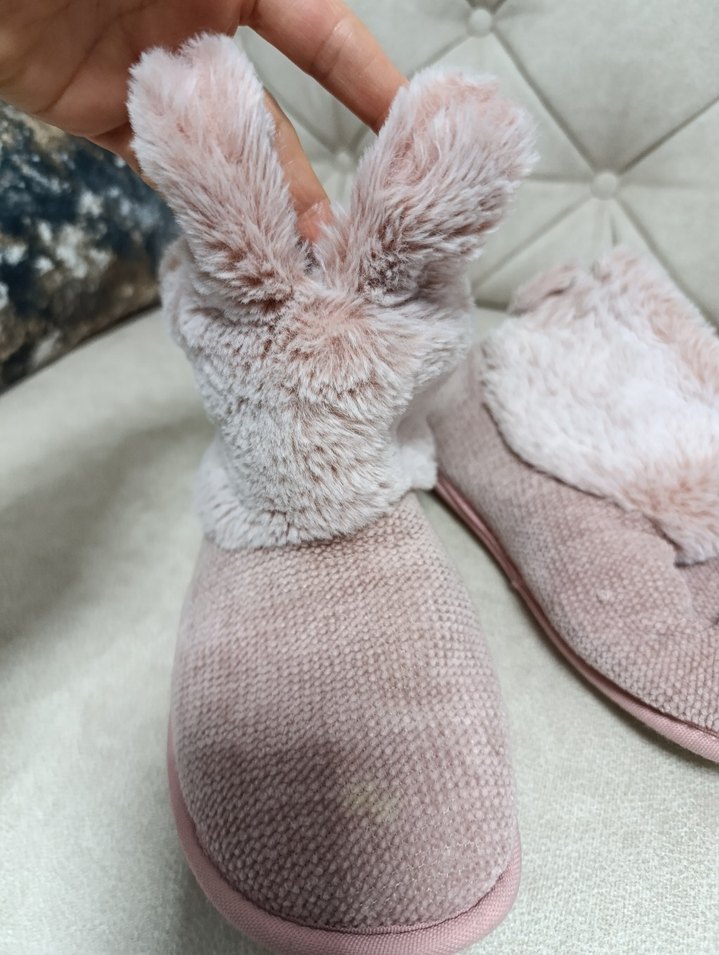 Kızlar için Pembe Peluş Ev Terliği - Görsel 4