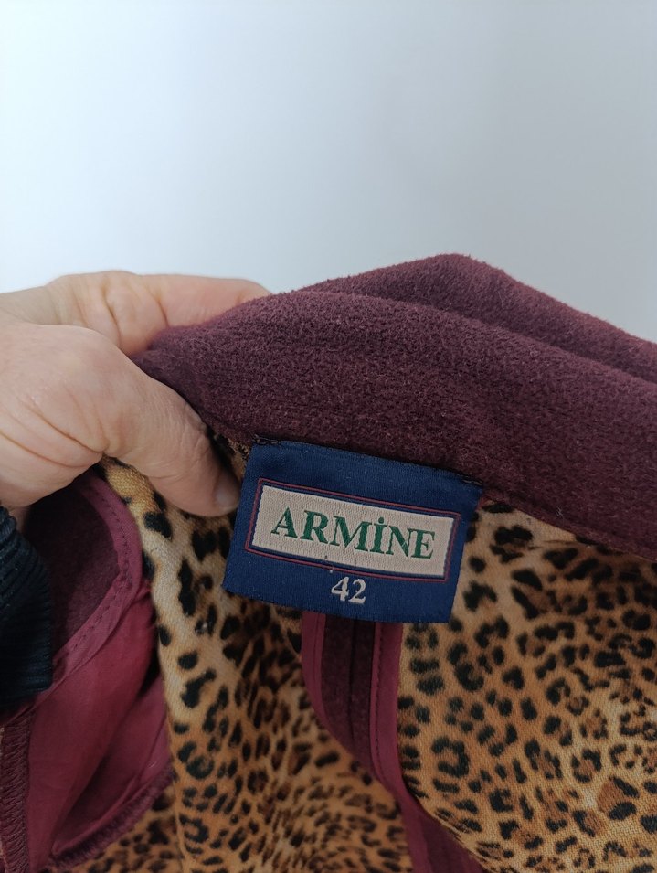 Bordo kaşe Düğmeli Kadın Uzun Kaban - Görsel 3