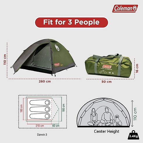 Coleman Darwin 3 Kamp Çadırı Sıfır