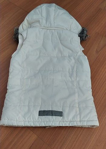 Kürk Detaylı Beyaz Kız Çocuk Kapüşonlu Yelek - Görsel 5