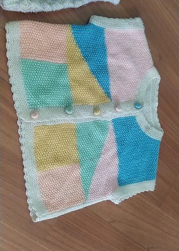 Kız Çocuk Gri V Yaka Örgü Süveter - Görsel 3