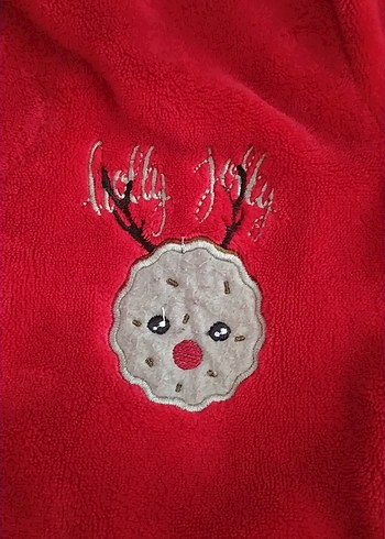 Kız Çocuk Kırmızı Baskılı Bornoz - Görsel 2