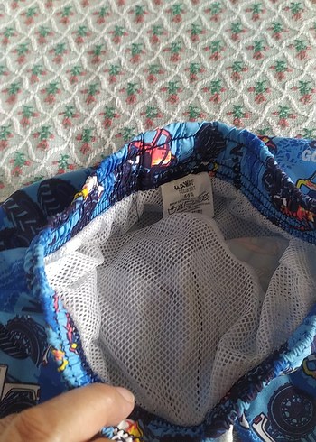 6 Yaş Beden mavi Renk Renkli Canavar Kamyon Desenli Erkek Şortu