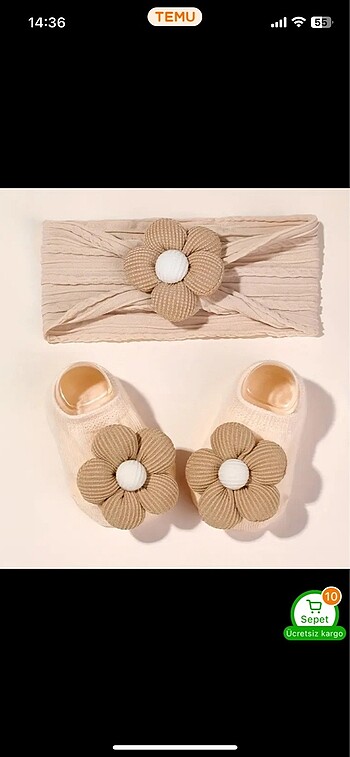 Accessorize 0-1 yaş uyumlu bebek çorap bandana seti