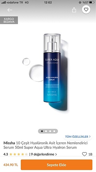 Missha hyalüronik asit serumu 50 ml