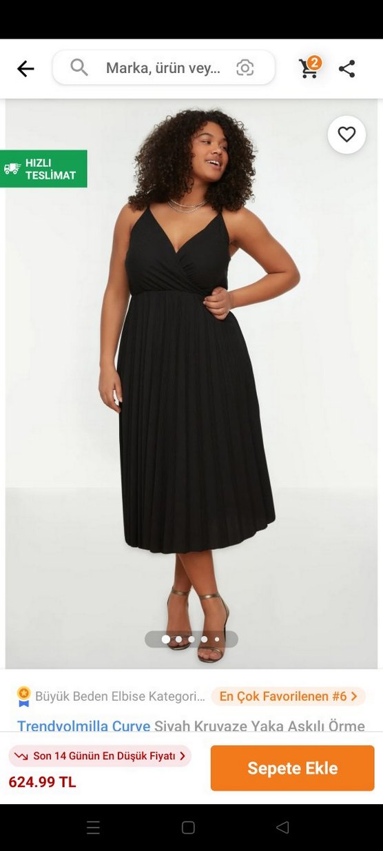 Siyah Piliseli Midi Elbise - Görsel 2