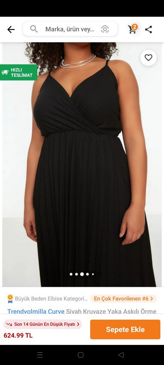 Siyah Piliseli Midi Elbise - Görsel 3