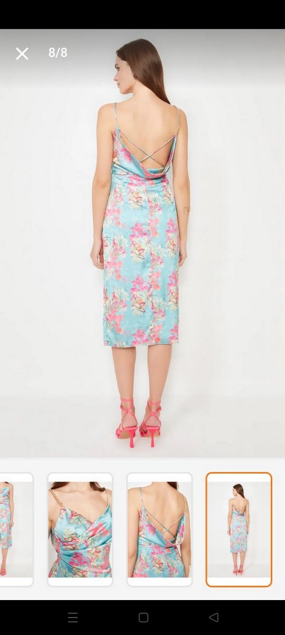 Saten midi abiye - Görsel 4