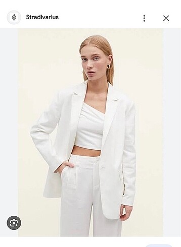 Stradivarius keten beyaz blazer