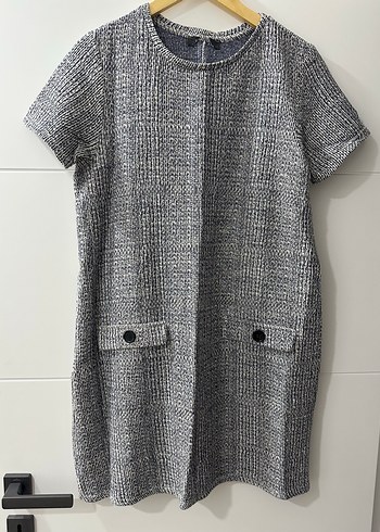 Zara Gri Midi Düğmeli Kısa Kollu Kadın Elbise