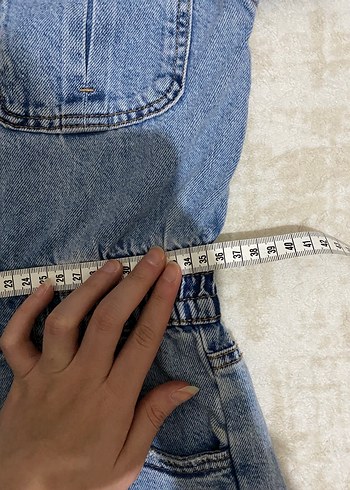 Zara Mavi Denim Mini Tulum - Görsel 6