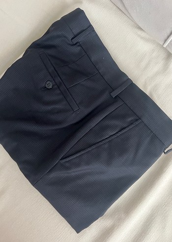 Lacivert Pilili Erkek Ofis Pantolonu
