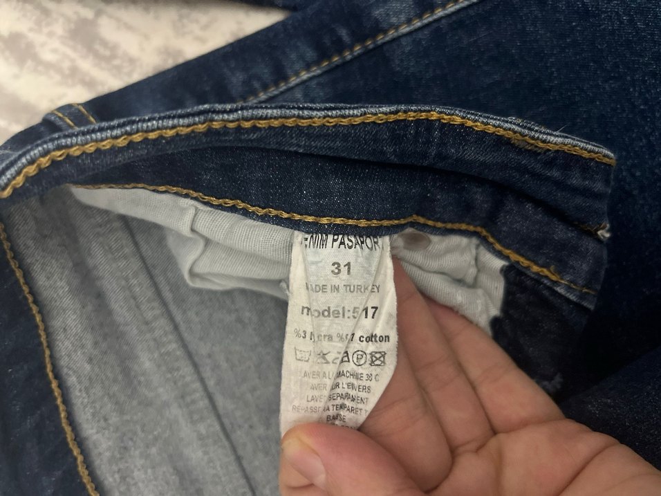 Düğmeli Mavi Kadın Denim Pantolon - Görsel 3
