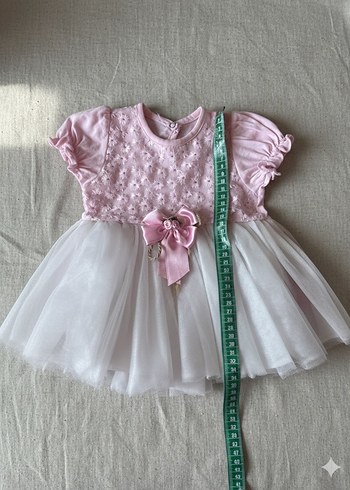 Kız Çocuk Pembe Dantel Detaylı Kısa Kollu Elbise - Görsel 2