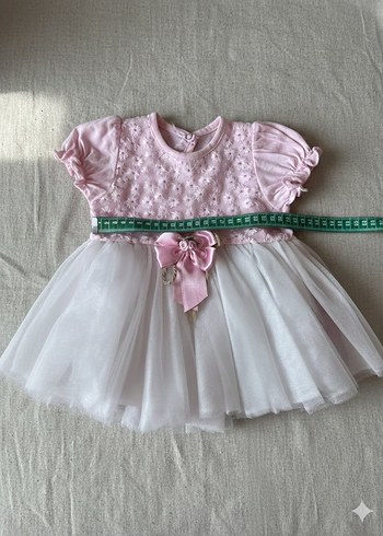 Kız Çocuk Pembe Dantel Detaylı Kısa Kollu Elbise - Görsel 3