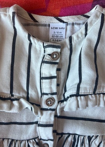 Kız Çocuk Uzun Kollu Çizgili Pamuklu Elbise - Görsel 3