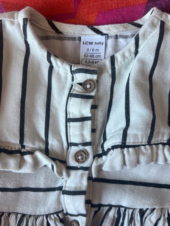 Kız Çocuk Uzun Kollu Çizgili Pamuklu Elbise - Görsel 3