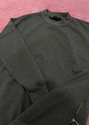 Gri Kadın Yan Fermuarlı Sweatshirt Tunik - Görsel 4