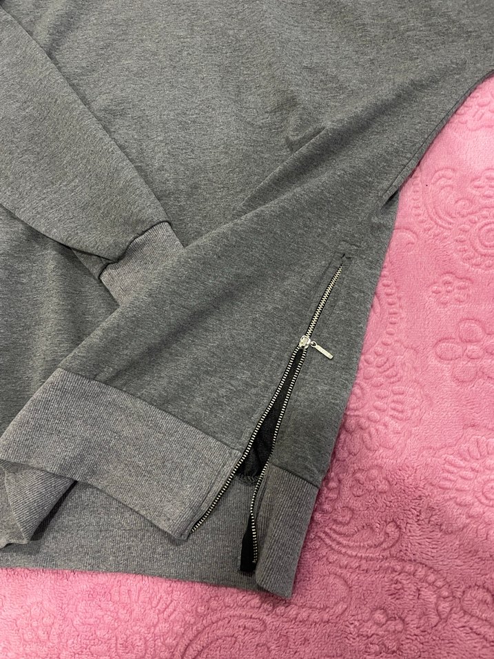 Gri Kadın Yan Fermuarlı Sweatshirt Tunik - Görsel 2