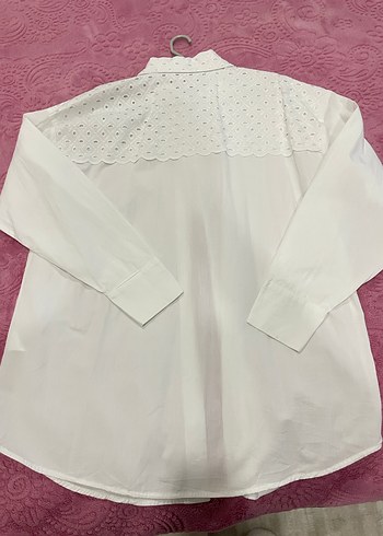 Kadın Beyaz Pamuklu Uzun Kollu Gömlek - Görsel 3