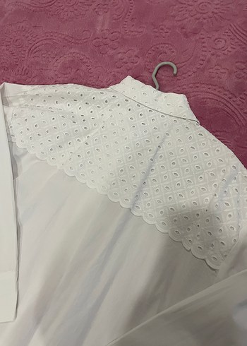 Kadın Beyaz Pamuklu Uzun Kollu Gömlek - Görsel 4