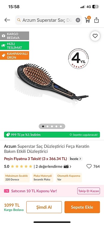 Arzum Sac Duzlestirici Tarak