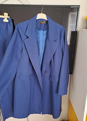 Düğmeli Mavi Kadın Blazer Ceket