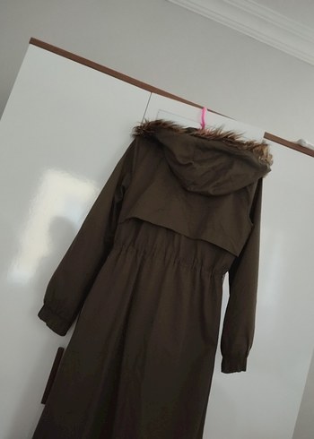 Kahverengi Uzun Kadın Kürklü Ceket - Görsel 2