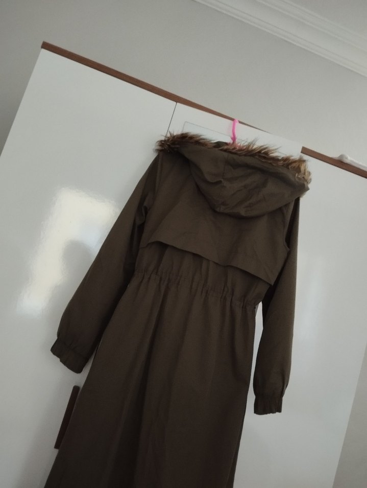 Kahverengi Uzun Kadın Kürklü Ceket - Görsel 2