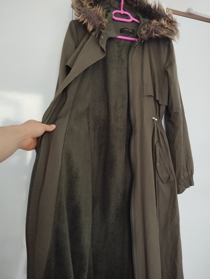 Kahverengi Uzun Kadın Kürklü Ceket - Görsel 5