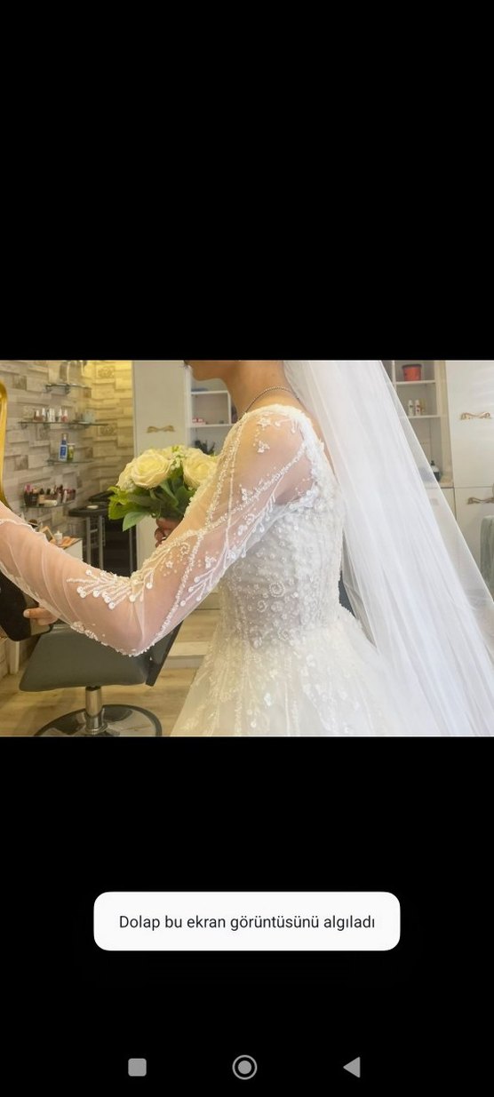 Uzun Kollu Modern A kesim Gelinlik - Görsel 4