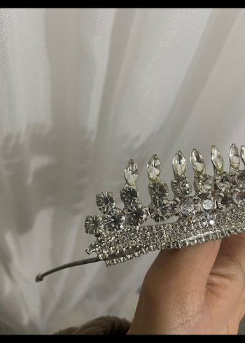 Payetli Gri Gelin Tacı - Görsel 3