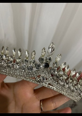 Payetli Gri Gelin Tacı - Görsel 4
