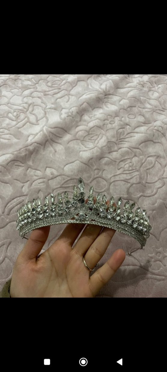 Payetli Gri Gelin Tacı - Görsel 2