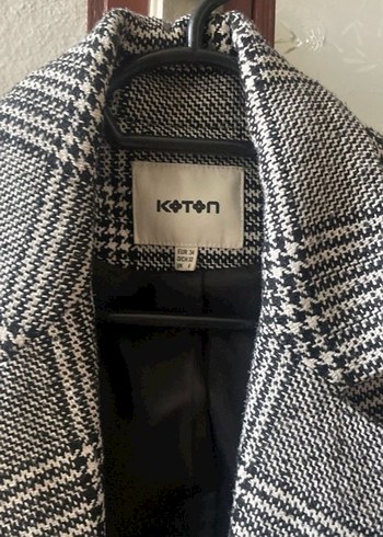 Düğmeli Gri Kareli Midi Kadın Blazer Ceket - Görsel 3