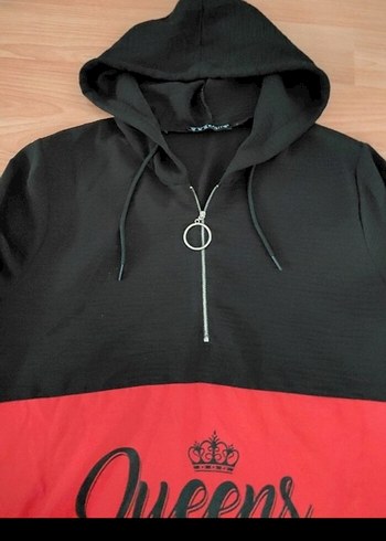 Koyu Kırmızı Kapüşonlu Kadın Sweatshirt - Görsel 3