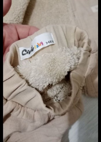Bej Kürklü Bebek Takımı, Uzun Kollu, Keten - Görsel 2