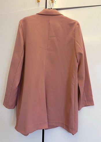 Pembe Uzun Kesim Kadın Blazer Ceket - Görsel 3