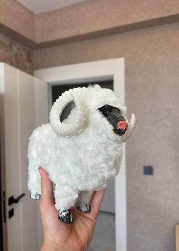 Koyun Beyaz Yünlü Koç Peluş Oyuncak - Görsel 9