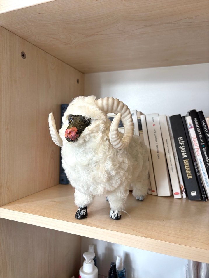 Koyun Beyaz Yünlü Koç Peluş Oyuncak - Görsel 2