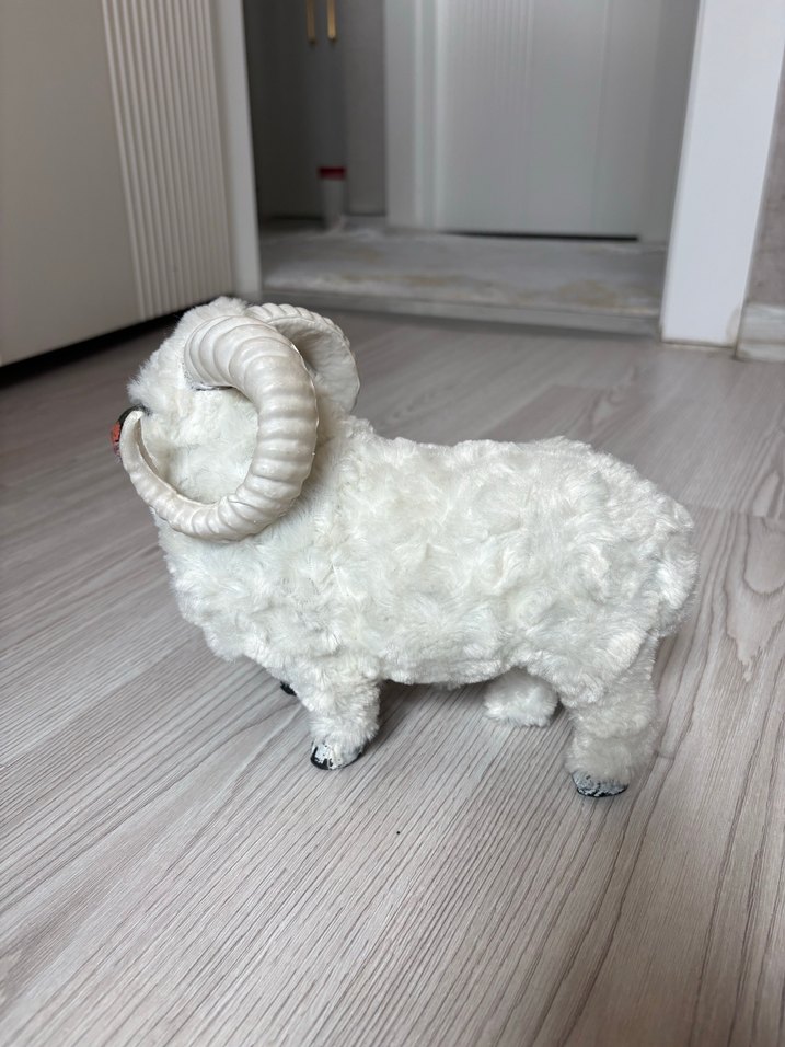 Koyun Beyaz Yünlü Koç Peluş Oyuncak - Görsel 5