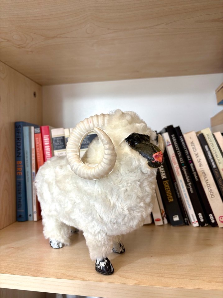 Koyun Beyaz Yünlü Koç Peluş Oyuncak - Görsel 3