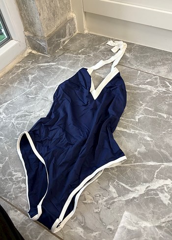 Lacivert Drapeli Kadın Mayo - Görsel 5