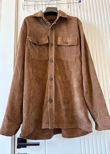 Düğmeli Kahverengi Erkek Süet Gömlek - Görsel 4