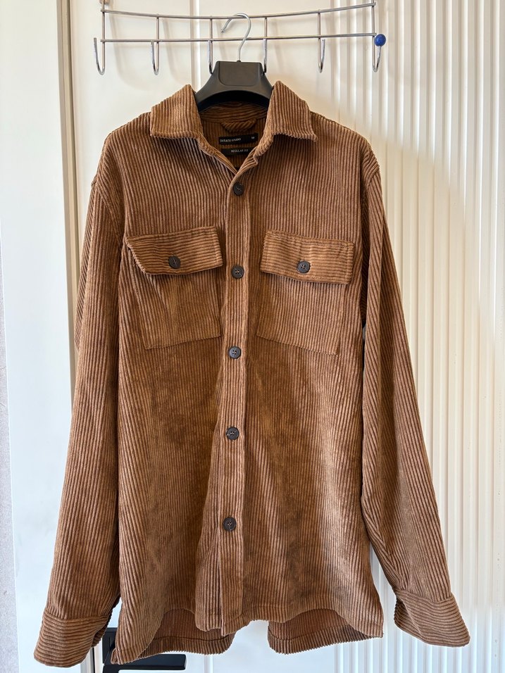 Düğmeli Kahverengi Erkek Süet Gömlek - Görsel 2