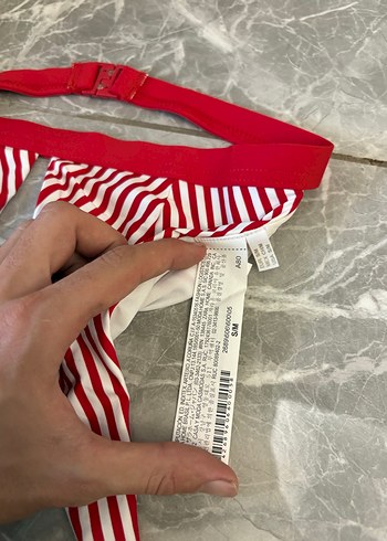Kırmızı Çizgili Fiyonklu Mini Kadın Bikini - Görsel 3