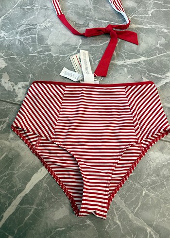 Kırmızı Çizgili Fiyonklu Mini Kadın Bikini - Görsel 6